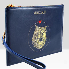 Handmade Leather Mens Clutch Cool Slim Wallet Zipper Clutch Wristlet Wallet for Men