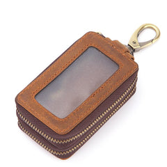 Cool Brown Mens Zipper Leather Car Key Wallet Key Holder Change Holder For Men - imessengerbags