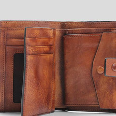 Handmade Mens Cool billfold Leather Wallet Men Small Slim Wallets Bifold for Men - imessengerbags