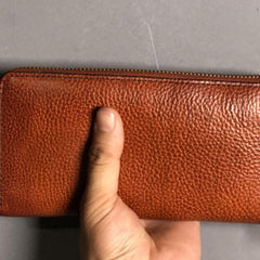Genuine Leather Mens Cool Long Leather Phone Wallet Zipper Clutch Wallet for Men - imessengerbags