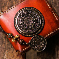 Handmade Leather Tibetan Mens Chain Biker Wallet Cool Leather Wallet Long Clutch Wallets for Men - imessengerbags