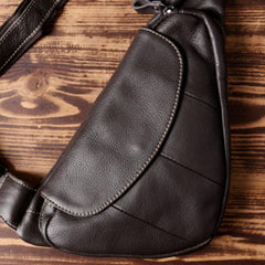 Genuine Leather Mens Cool Chest Bag Sling Bag Crossbody Bag Travel Bag Hiking Bag for men - imessengerbags