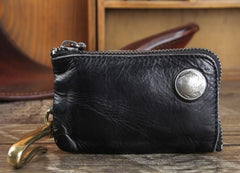 Handamde Genuine Leather Mens Cool Key Wallet Card Slim Wallet Key Holder Car Key Case for Men - imessengerbags