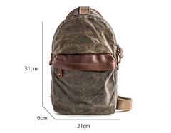 Canvas Leather Mens Cool Chest Bag Sling Bag Crossbody Bag Travel Bag Hiking Bag for men - imessengerbags