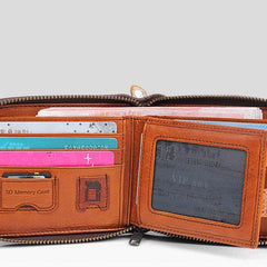 Handmade Mens Cool billfold Leather Wallet Men Small Wallets Bifold for Men - imessengerbags