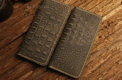 Handmade Leather Alligator Pattern Mens Cool Travel Long Wallet Card Holder Card Slim Clutch Wallets for Men - imessengerbags