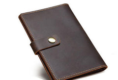 Handmade Mens Leather Small Slim Passport Wallet Vintage Bifold Long Wallet For Men - imessengerbags