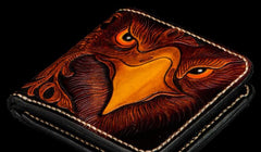 Handmade Leather Eagle Tooled Mens billfold Wallet Cool Leather Wallet Slim Wallet for Men - imessengerbags