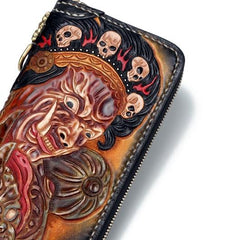 Handmade Leather Mahākāla Mens Chain Biker Wallet Cool Leather Wallet With Chain Wallets for Men