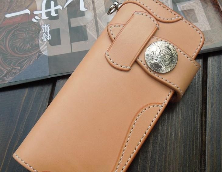 Handmade Leather Biker Wallet Mens Cool Chain Wallet Trucker Wallet with Chain