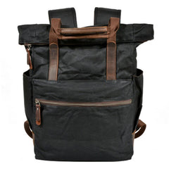 Waxed Canvas Leather Mens Backpack Canvas Travel Backpack Canvas School Backpack for Men
