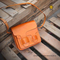 Cool Leather Mens Tan Messenger Bag Side Bag Small Shoulder Bag for Men