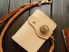 Handmade Leather Biker Wallet Mens Cool Short Chain Wallet Trucker Wallet with Chain