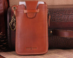 Genuine Leather Mens Cool Phone Key Wallet Card Slim Wallet Key Holder Car Key Case for Men - imessengerbags