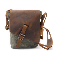 Cool Mens Waxed Canvas Leather Small Courier Bags Canvas Side Bags for Men - imessengerbags