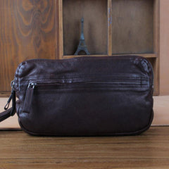 Handmade Genuine Leather Mens Cool Long Leather Wallet Zipper Clutch Wristlet Wallet for Men - imessengerbags