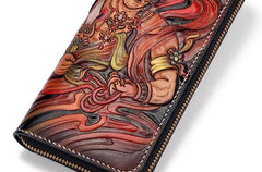 Handmade Leather Acalanatha Mens Chain Biker Wallet Cool Leather Wallet With Chain Wallets for Men