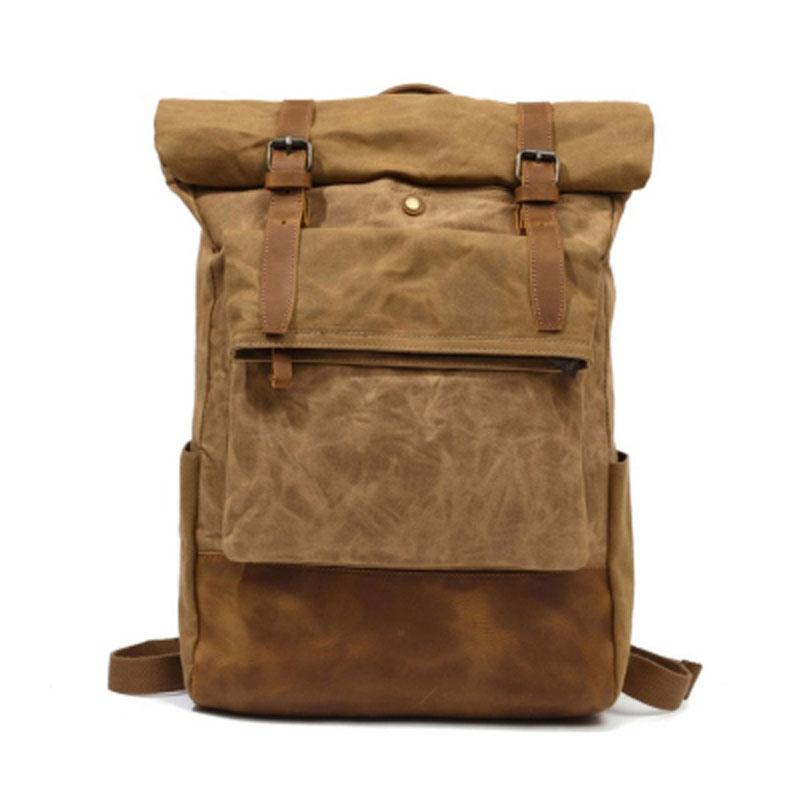 Waxed Canvas Mens Travel Backpacks Canvas School Backpacks Laptop Backpack for Men - imessengerbags