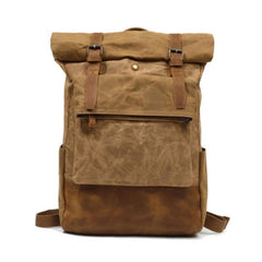 Waxed Canvas Mens Travel Backpacks Canvas School Backpacks Laptop Backpack for Men - imessengerbags