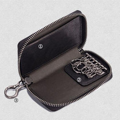 Genuine Leather Mens Cool Long Leather Wallet Zipper Clutch Wallet for Men