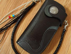 Handmade Leather Biker Wallet Mens Cool Chain Wallet Trucker Wallet with Chain