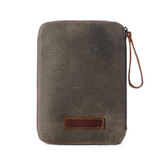 Cool Waxed Canvas Leather Mens Wristlet Bag Work Clutch Zipper Bag for Men