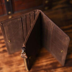 Handmade Leather Mens Cool Long Leather Wallet Cards Clutch Wallet for Men