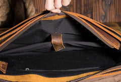 Cool Leather Mens Briefcase Business Briefcase Vintage Shoulder Bag HandBags for men