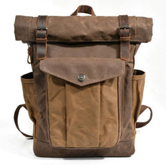 Waxed Canvas Mens Backpack Canvas Travel Backpacks Canvas School Backpack for Men