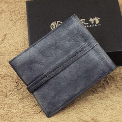 Handmade Mens Cool billfold Leather Wallet Men Small Slim Wallets Bifold for Men - imessengerbags