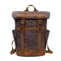 Waxed Canvas Mens Travel Backpack Canvas School Backpack Laptop Backpack for Men