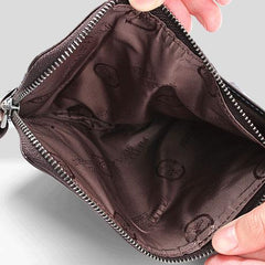 Handmade Mens Cool billfold Leather Wallet Men Small Zipper Wallets Bifold for Men - imessengerbags