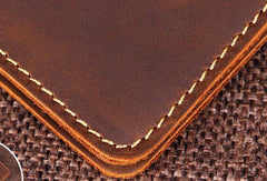 Handmade Genuine Leather Slim Wallet Bifold Long Wallet Passport Purse Bag For Mens - imessengerbags