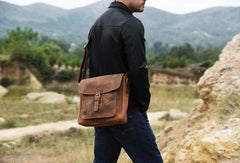 Handmade Leather Mens Cool Shoulder Bag Messenger Bag Chest Bag Bike Bag Cycling Bag for men - imessengerbags
