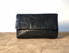Handmade Leather Mens Clutch Cool Slim Wallet Zipper Clutch Wristlet Wallet for Men