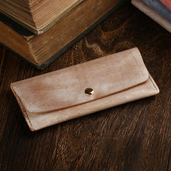 Handmade Mens Leather Blue Envelope Bag Long Wallet Phone Bag Green Clutch for Men - imessengerbags