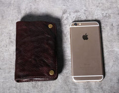 Handmade Genuine Leather Mens Cool Slim Leather Wallet Men Small Wallets Bifold for Men - imessengerbags
