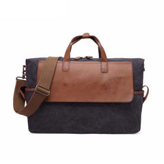 Mens Canvas Leather Briefcase Handbag Laptop Bag Business Bag for Men