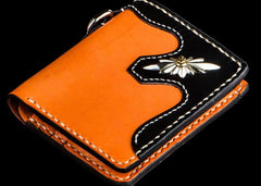 Handmade Leather Trucker Bag Mens billfold Wallet Cool Chain Wallet Biker Wallet for Men - imessengerbags