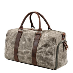 Waxed Canvas Leather Mens Large Fitness Bag Travel Green Weekender Bag Duffle Bag for Men