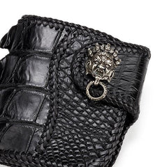 Handmade Leather Small Tooled Mens billfold Wallet Cool Chain Wallet Biker Wallet for Men - imessengerbags