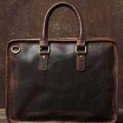 Handmade Leather Mens Cool Messenger Bag Briefcase Work Bag Business Bag Laptop Bag for men