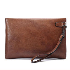 Genuine Leather Mens Urban Cohort Clutch Cool Slim Wallet Zipper Clutch Wristlet Wallet for Men