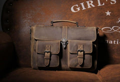 Handmade Leather Mens Cool Messenger Bag Work Bag Backpack Travel Bag Briefcase Bag for men