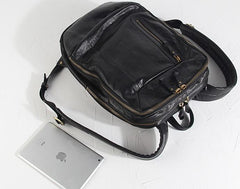 Genuine Leather Mens Cool Backpack Sling Bag Large Black Travel Bag Hiking Bag for men