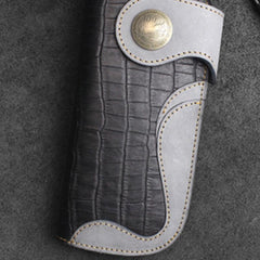 Handmade Leather Biker Wallet Mens Cool Chain Wallet Long Wallet Trucker Wallet with Chain