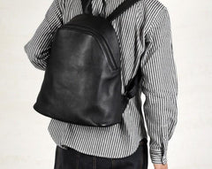 Genuine Leather Mens Cool Backpack Sling Bag Large Black Travel Bag Hiking Bag for men