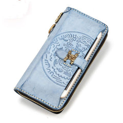 Handmade Leather Mens Chain Biker Wallet Cool Leather Wallet Long Phone Wallets for Men - imessengerbags