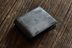 Genuine Leather Mens Cool billfold Leather Wallet Men Small Wallets Bifold for Men - imessengerbags