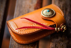 Handmade Leather Biker Mens Cool Car Key Wallet Coin Wallet Pouch Car KeyChain for Men - imessengerbags